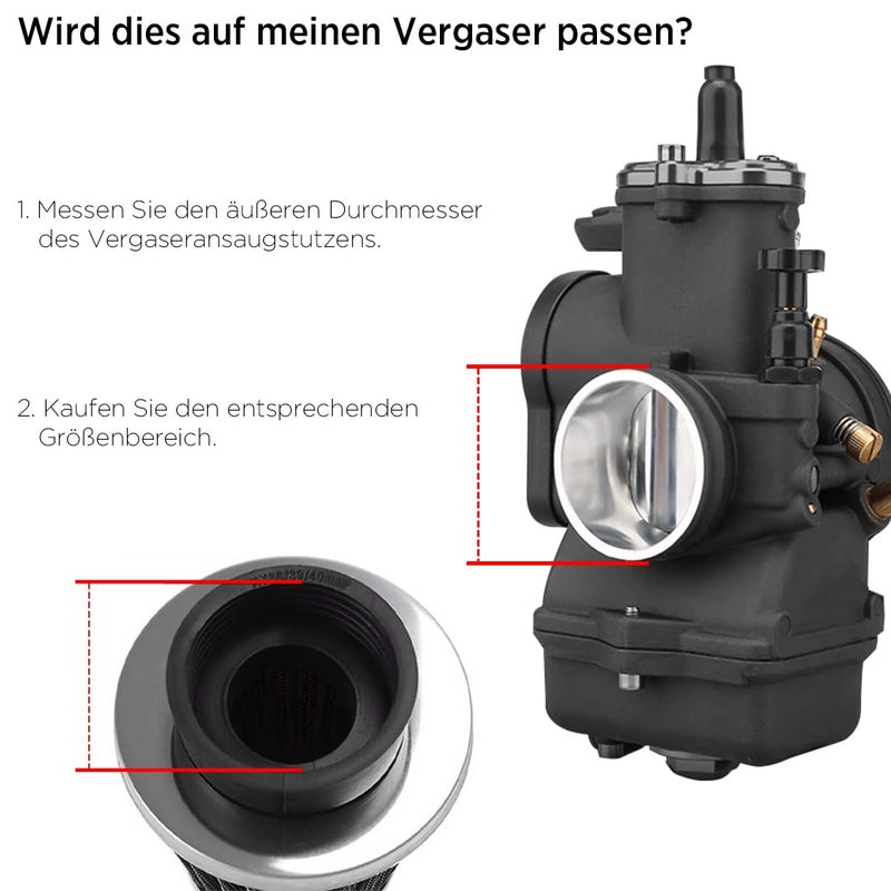 Evermotor Air Cleaner Carburetor Motorcycle Air Filter 37mm 38mm 39mm Perfect for 50cc 70cc 90cc 110cc 125cc 150cc Pit Bike,Moped,ATV,SSR,TTR - Image 4