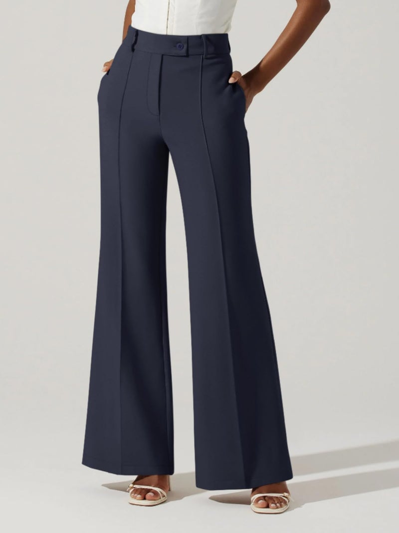 NIMIN Pants for Women Business Casual Flared Leg Work Dressy Trousers High Waisted Bootcut Office Slacks 2026 Fashion Outfits with Pockets Navy Blue Medium - Image 4
