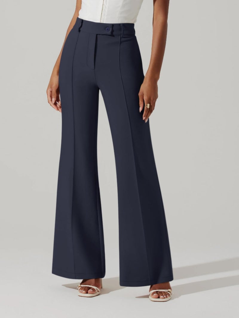 NIMIN Pants for Women Business Casual Flared Leg Work Dressy Trousers High Waisted Bootcut Office Slacks 2026 Fashion Outfits with Pockets Navy Blue Medium - Image 2