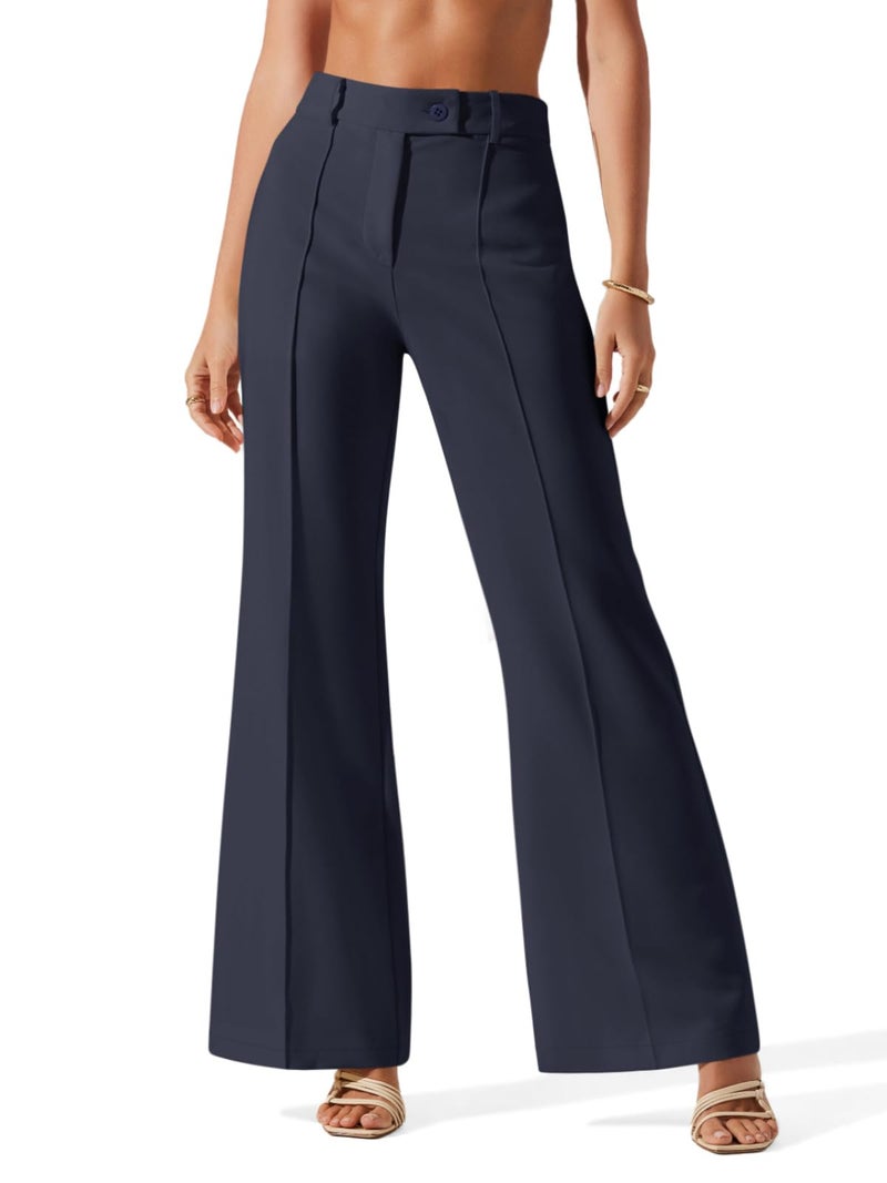 NIMIN Pants for Women Business Casual Flared Leg Work Dressy Trousers High Waisted Bootcut Office Slacks 2026 Fashion Outfits with Pockets Navy Blue Medium - Image 1