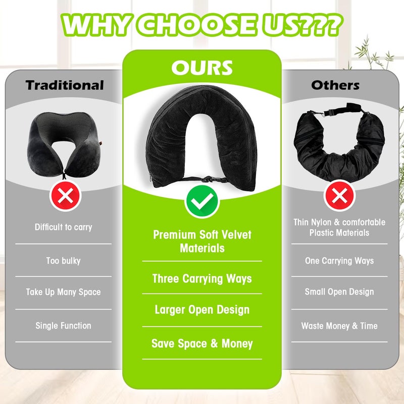 Oyrlize 2P Stuffable Travel PillowStuffable Neck Pillow for TravelSoft Velvet Travel Neck Pillow Storage Bag Stuffable Clothing Travel Neck Pillow Case Cover Space Saver for Airplane Plane Travel Essentials - Image 4