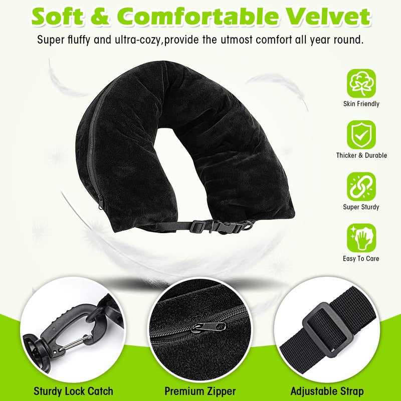 Oyrlize 2P Stuffable Travel PillowStuffable Neck Pillow for TravelSoft Velvet Travel Neck Pillow Storage Bag Stuffable Clothing Travel Neck Pillow Case Cover Space Saver for Airplane Plane Travel Essentials - Image 3