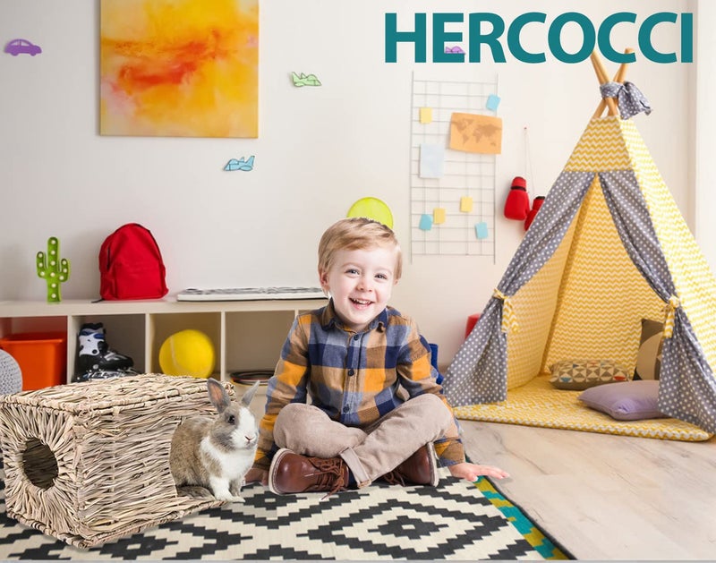 HERCOCCI Extra Large Grass House for Rabbit, Foldable & Comfortable - Small Animal Hut Play Hideaway Bed Hay Mat Chew Toy for Bunny Guinea Pig Hamster Chinchilla (2 Pack) - Image 4