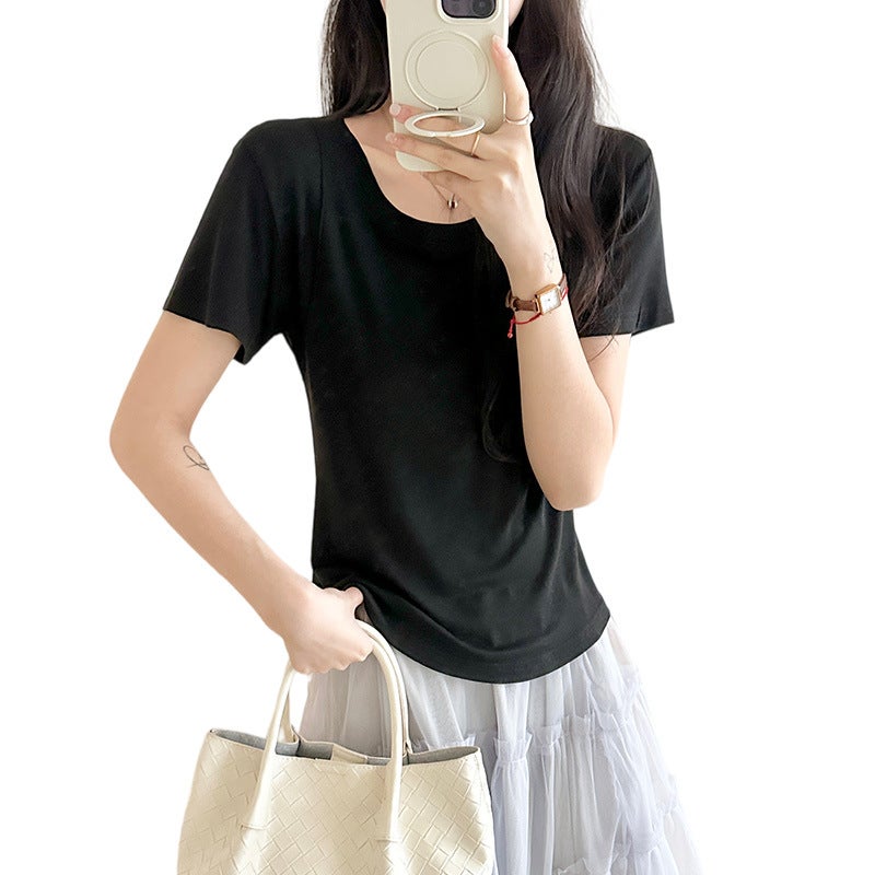 Women's Tencel Wool Blend Short Sleeve T-Shirt - Image 5