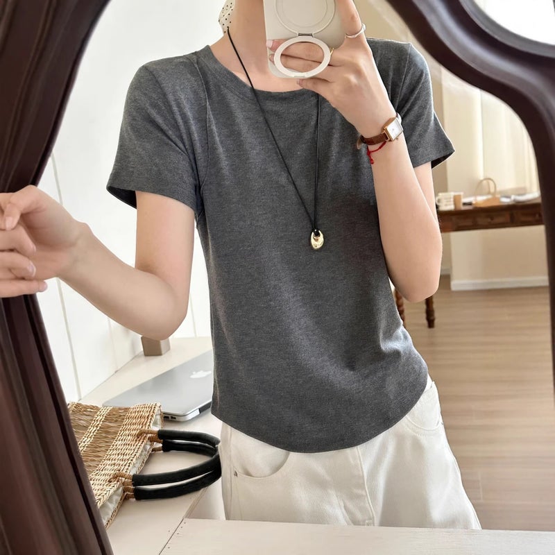 Women's Tencel Wool Blend Short Sleeve T-Shirt - Image 3