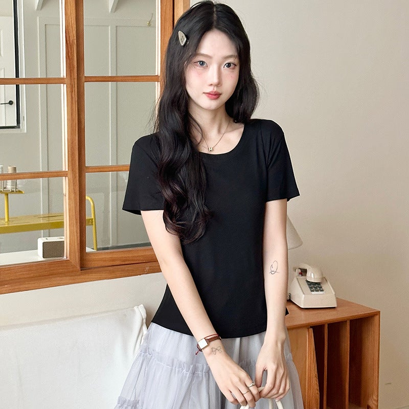 Women's Tencel Wool Blend Short Sleeve T-Shirt - Image 2