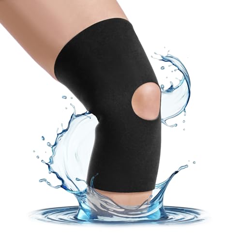 BraceAbility Open PatellaOpen Back Neoprene Knee Sleeve WaterResistant Athletic Compression Knee Brace for Swimming Wakeboarding Scuba Diving Surfing Waterskiing and Other Sports Small - Image 2
