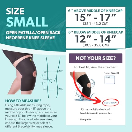 BraceAbility Open PatellaOpen Back Neoprene Knee Sleeve WaterResistant Athletic Compression Knee Brace for Swimming Wakeboarding Scuba Diving Surfing Waterskiing and Other Sports Small - Image 5