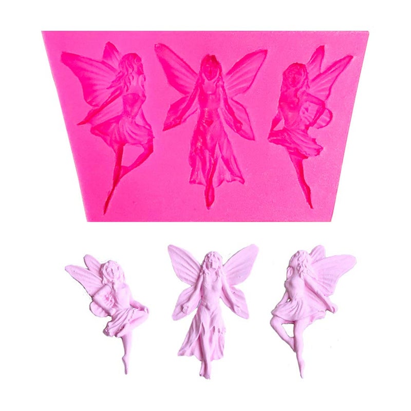 Seedomes 1pc Lovely Three Fairies Angle Shape Silicone Mold for DIY Candy Soap Mould Crystal Jelly Shots Pudding Desserts Gum Paste Chocolate Fondant Mold Cupcake Cake Topper Decoration Handmade Ice Cream - Image 1