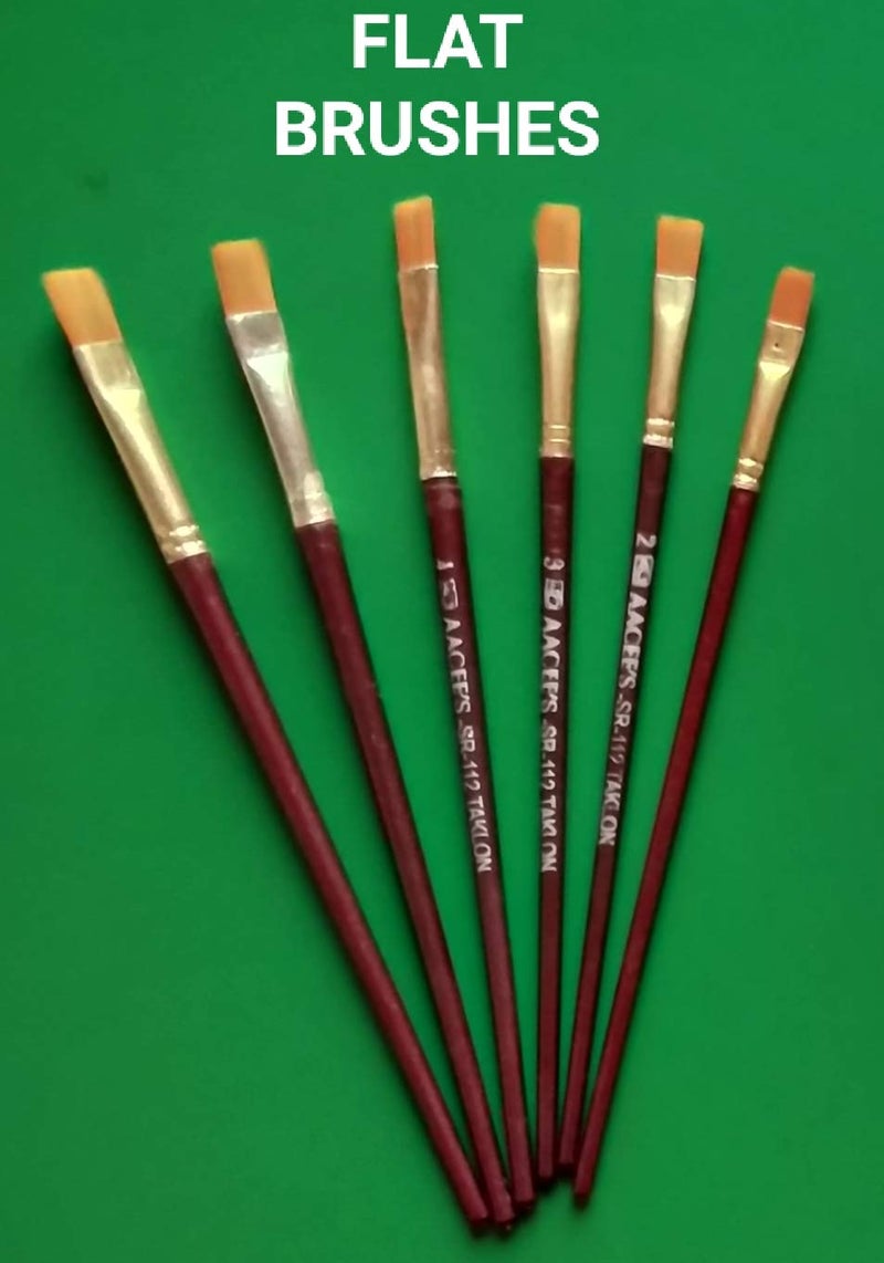 FIRST CLICK Art 12 Wells 301 Kidney Shaped Plastic Palette + Set of Flat Painting Brush - Image 2