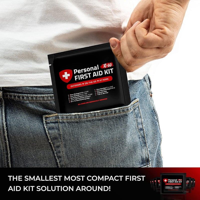 pH Advantage Portable Travel Size First Aid Kit  10 Pack  Perfect for Home Office Car School Business Travel Hiking Hunting and Outdoors  Individually Wrapped First Aid Products Black - Image 5