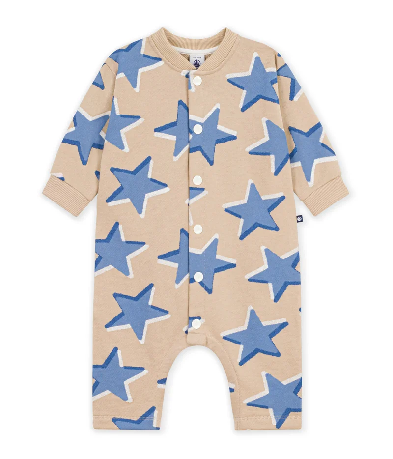 Petit Bateau Babies' Long Jumpsuit In Cotton With A Star Print