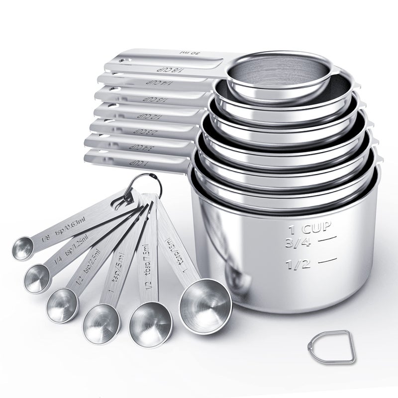 TILUCK Stainless Steel Measuring Cups & Spoons Set, Cups and Spoons,Kitchen Gadgets for Cooking & Baking (XX-Large) - Image 1