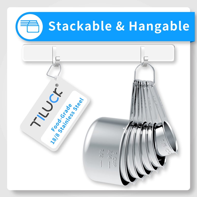 TILUCK Stainless Steel Measuring Cups & Spoons Set, Cups and Spoons,Kitchen Gadgets for Cooking & Baking (XX-Large) - Image 4