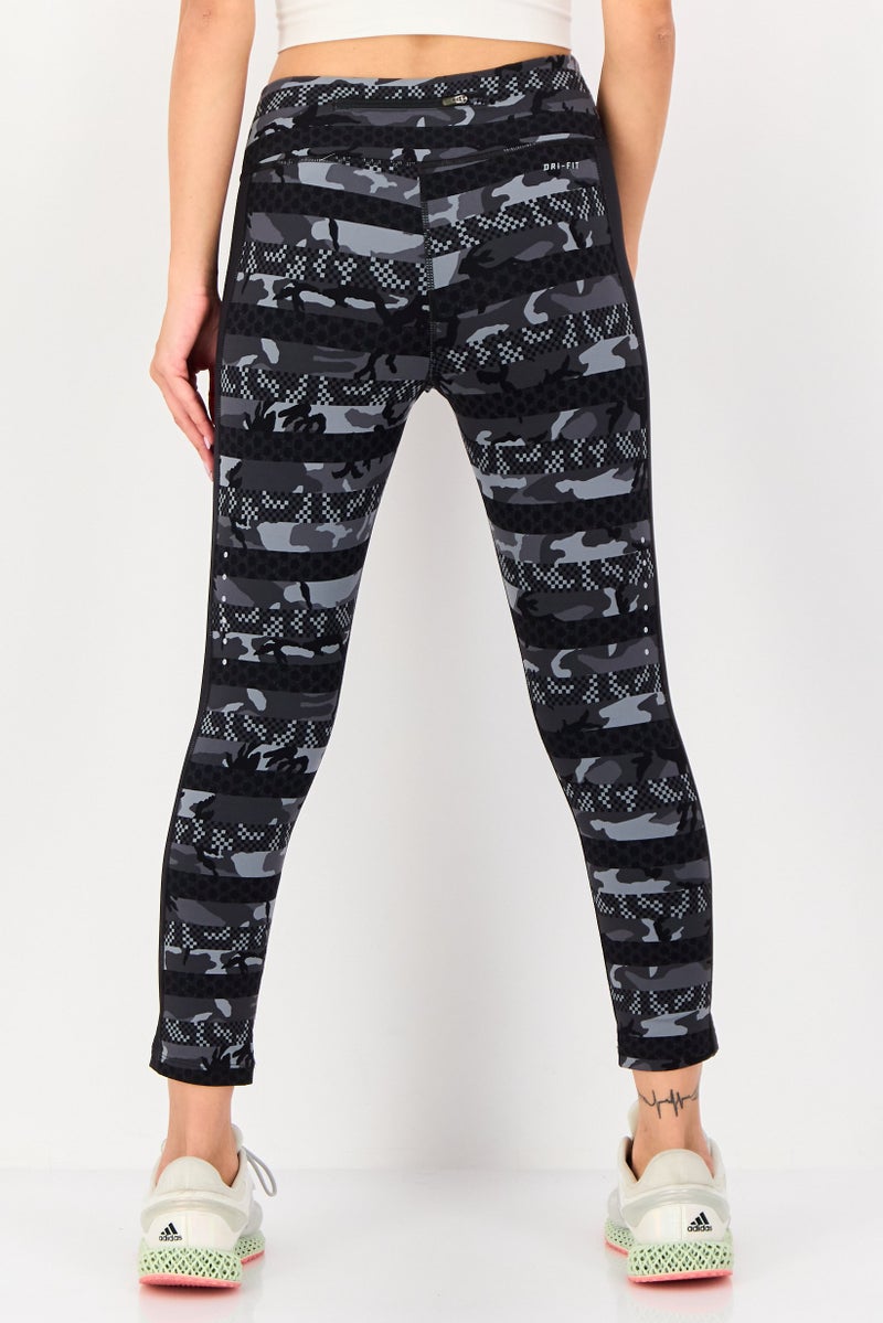 Nike Women Tight Fit Brand Logo Running Crop Tights, Multicolor - Image 2