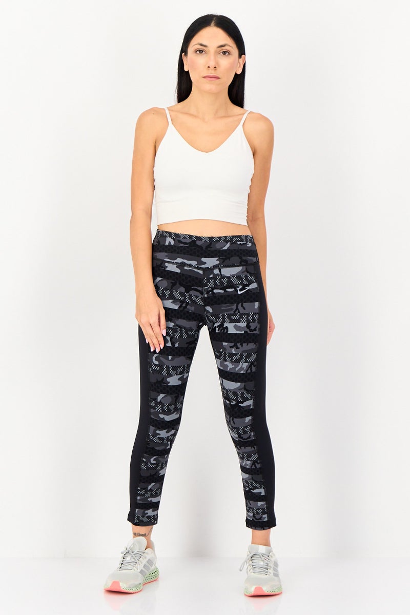 Nike Women Tight Fit Brand Logo Running Crop Tights, Multicolor - Image 3