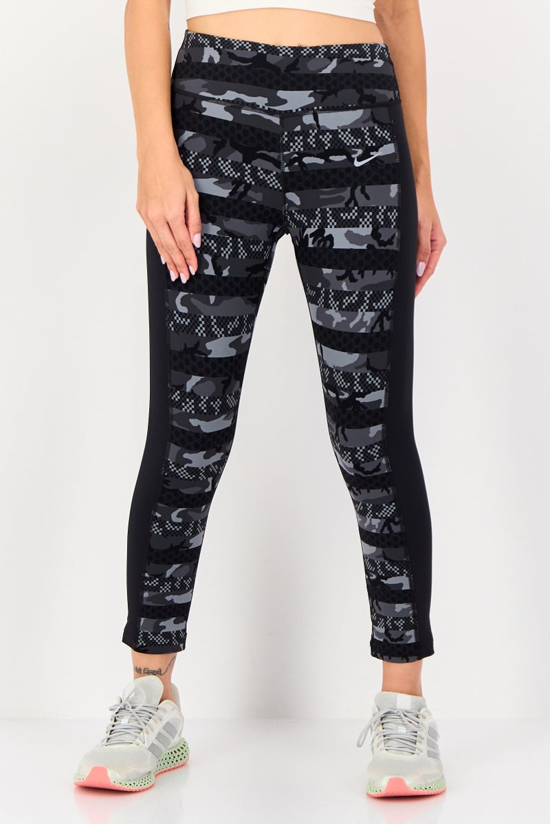 Nike Women Tight Fit Brand Logo Running Crop Tights, Multicolor - Image 1