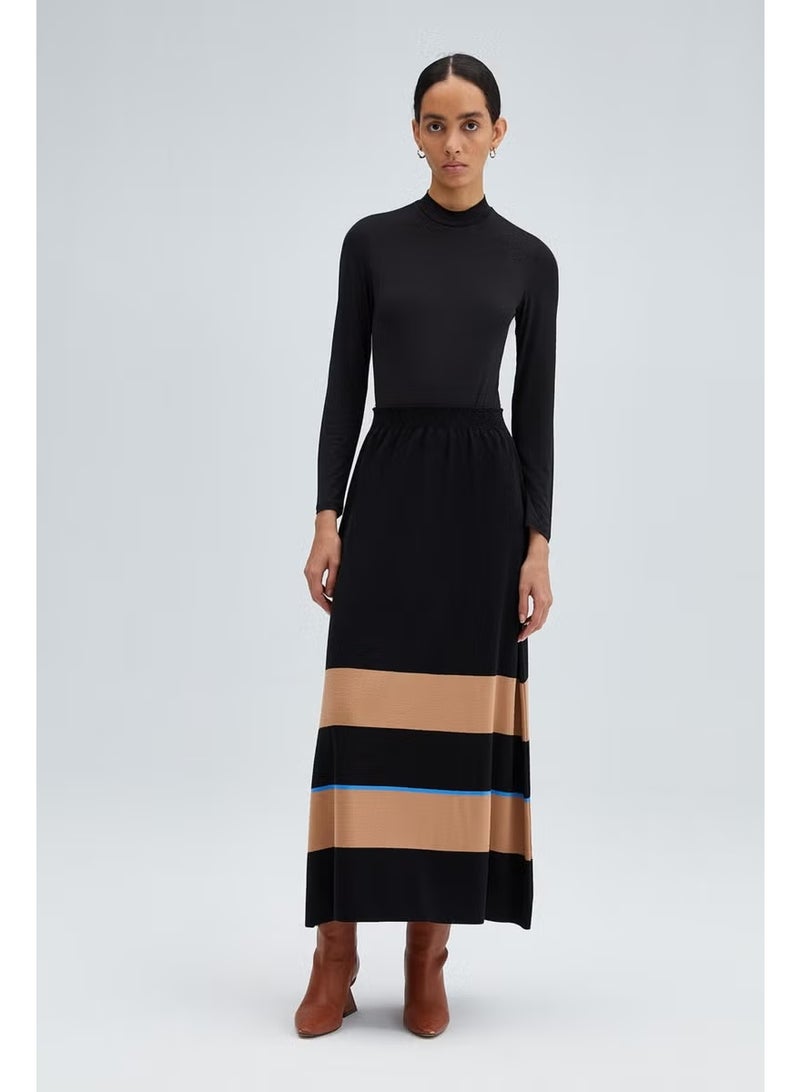 Touche Striped Knitwear Skirt with Elastic Waist - Image 3