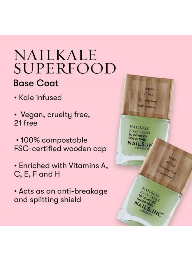 Nails Inc Plant Power NailKale Base Coat – Vegan, Plant-Based, Strengthening Nail Treatment for Hydrated, Healthy Nails – Anti-Breakage, High-Gloss Finish, Clear Nail Polish, 0.47 fl oz - Image 3