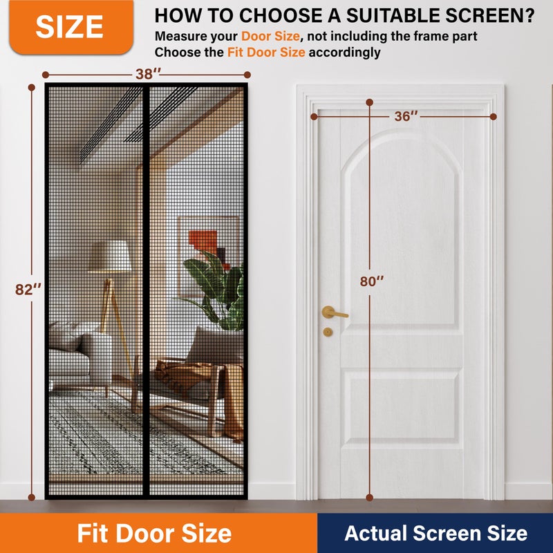 Mdavo Magnetic Screen Doorï¼ŒFiberglass Screen Door Meshï¼ŒKeep Bugs Out, Heavy-Duty Mesh Curtain,Pet and Kid Friendly, Works with Front Doors, Sliding Doorsï¼ˆ36x80 Inch Fiberglass - Image 2