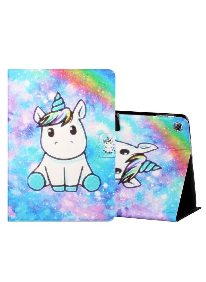 HuHa - Case Cover For Huawei MediaPad M5 Lite 10.1 Colored Drawing Horizontal Flip Leather Case with Holder & Card Slots & Sleep / Wake-up Function Unicorn - Image 1