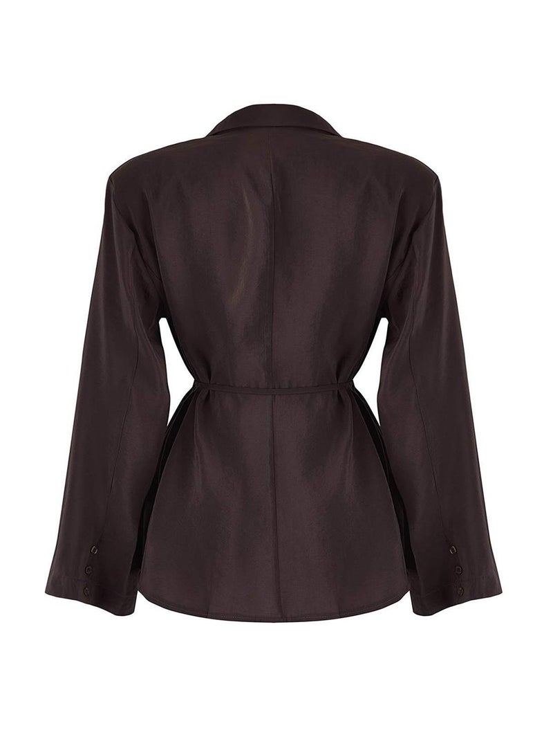 trendyol Brown Thin Unlined Woven Shirt Jacket Twoaw26Bc00058 - Image 4