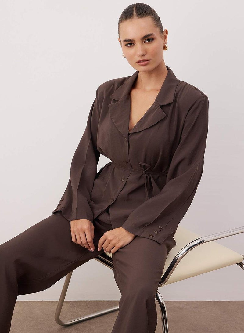trendyol Brown Thin Unlined Woven Shirt Jacket Twoaw26Bc00058 - Image 1