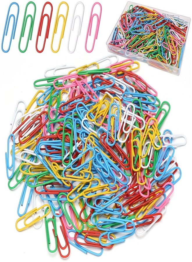 Elisel Colored Paper Clips, 200pcs Medium Size (1.3 inch), Durable and Rustproof, Great for Office, School and Personal Use (Multicolour) - Image 1