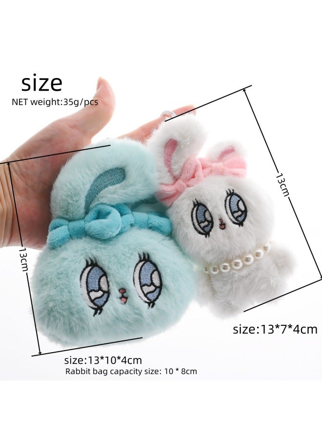 Cute Big Eyes Sweetheart Bunny Plush Toy Keychain Doll Internet Popular Bunny Coin Purse Earphone Bag-Specifications:Lying Rabbit Pendant-Color:Four Colors Average 【single Price】 - Image 3