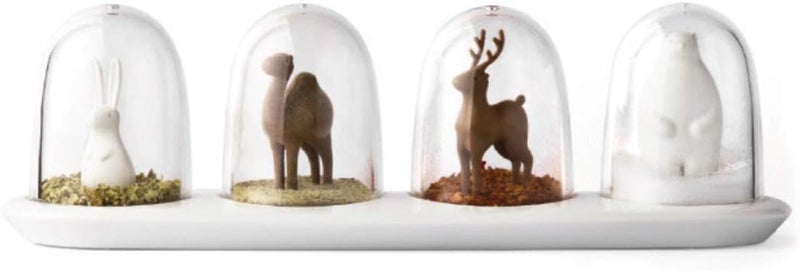 TabEnter Kitchen Seasoning Jar with Tray, Seasoning Shaker, Animal Parade Design, 4 in 1 - Image 1