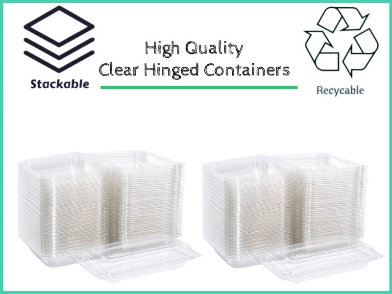 Smygoods Clear Plastic Disposable Container Flat Top  (Pack Of 25-9 3/8 X 6 3/4 X 2 3/16) Sturdy Hinged Containers - Image 3