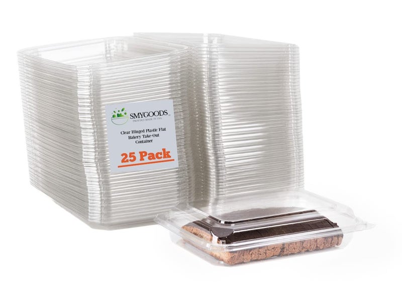 Smygoods Clear Plastic Disposable Container Flat Top  (Pack Of 25-9 3/8 X 6 3/4 X 2 3/16) Sturdy Hinged Containers - Image 1