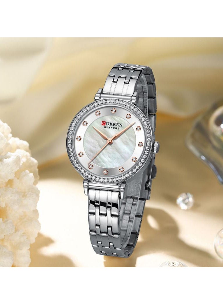 CURREN CURREN Fashion Women Watch Top Brand Luxury Lady Girl Wristwatch SILVER Stainless Steel Bracelet Classic Female Clock 9087 - Image 1