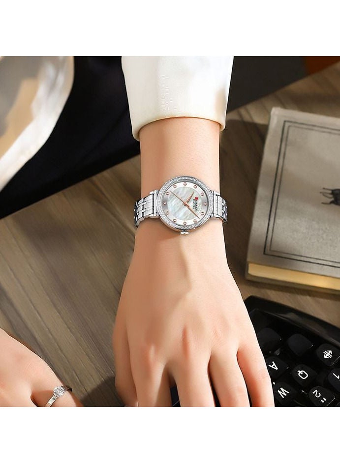 CURREN CURREN Fashion Women Watch Top Brand Luxury Lady Girl Wristwatch SILVER Stainless Steel Bracelet Classic Female Clock 9087 - Image 3