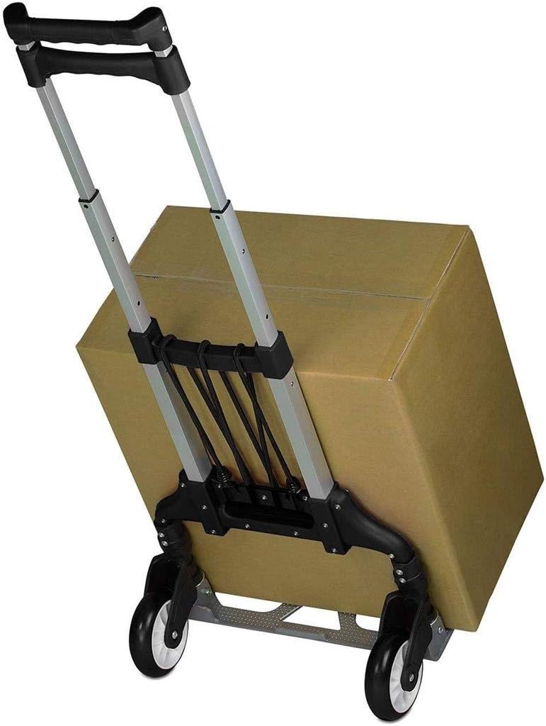 Mount-It! Folding Hand Truck and Personal Dolly, Foldable Aluminum Trolley Cart, 165 Lb Capacity Heavy Duty Dolly with Wheels of Rubber for Moving, Comfortable Telescoping Handle for Indoor Outdoor - Image 2