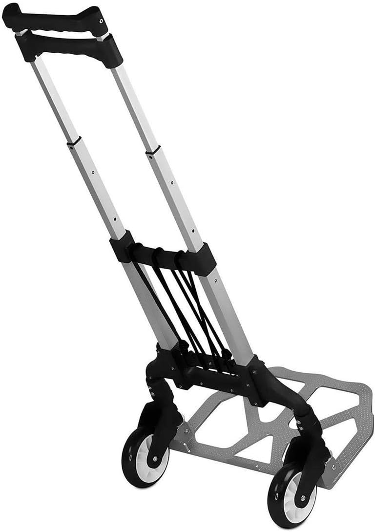 Mount-It! Folding Hand Truck and Personal Dolly, Foldable Aluminum Trolley Cart, 165 Lb Capacity Heavy Duty Dolly with Wheels of Rubber for Moving, Comfortable Telescoping Handle for Indoor Outdoor - Image 1