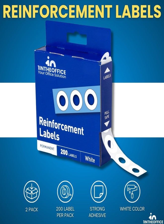 1InTheOffice Hole Reinforcement Stickers, Hole Punch, Clear Hole, Page Reinforcement Labels, 200/Pack, 2 Pack - Image 2