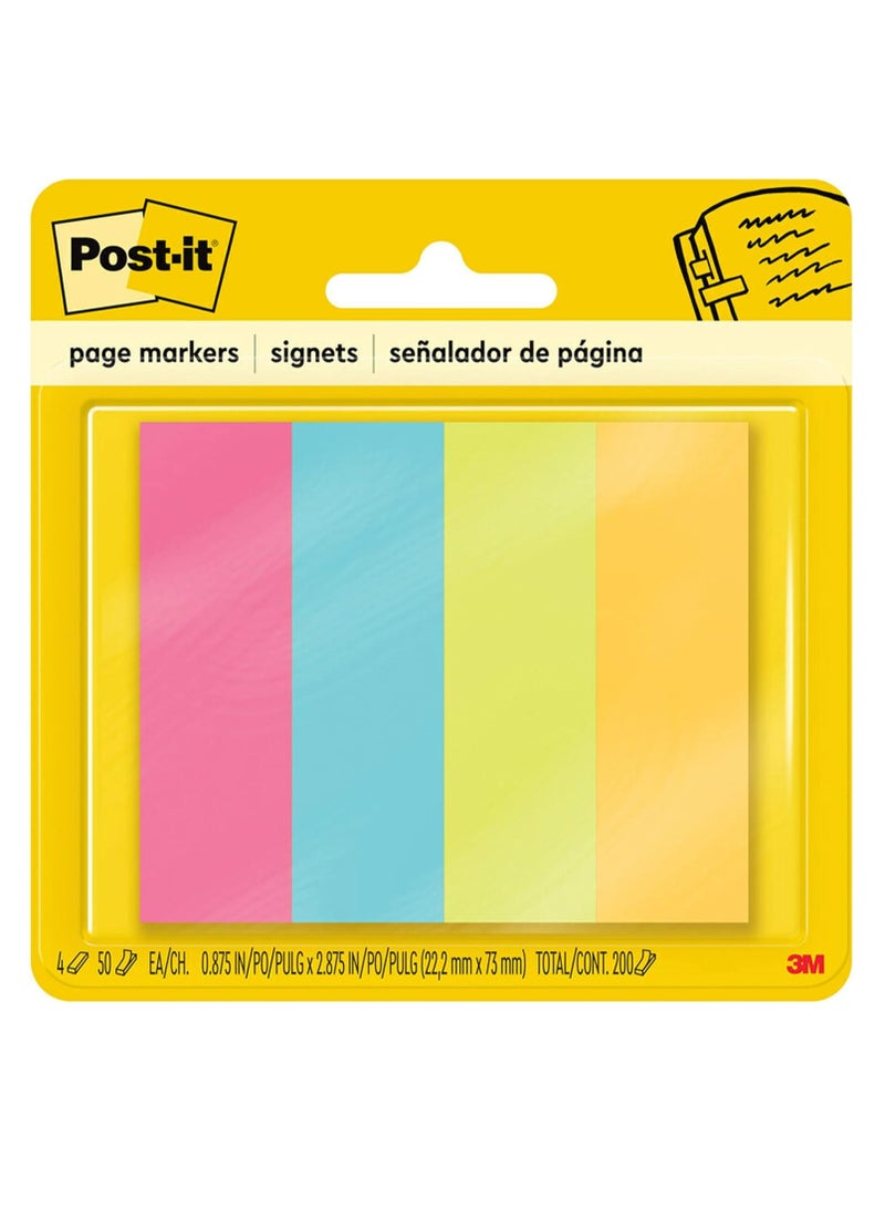 Post It 200-Piece Post-It Page Markers 22.2x73mm Size Multicolour - Image 1