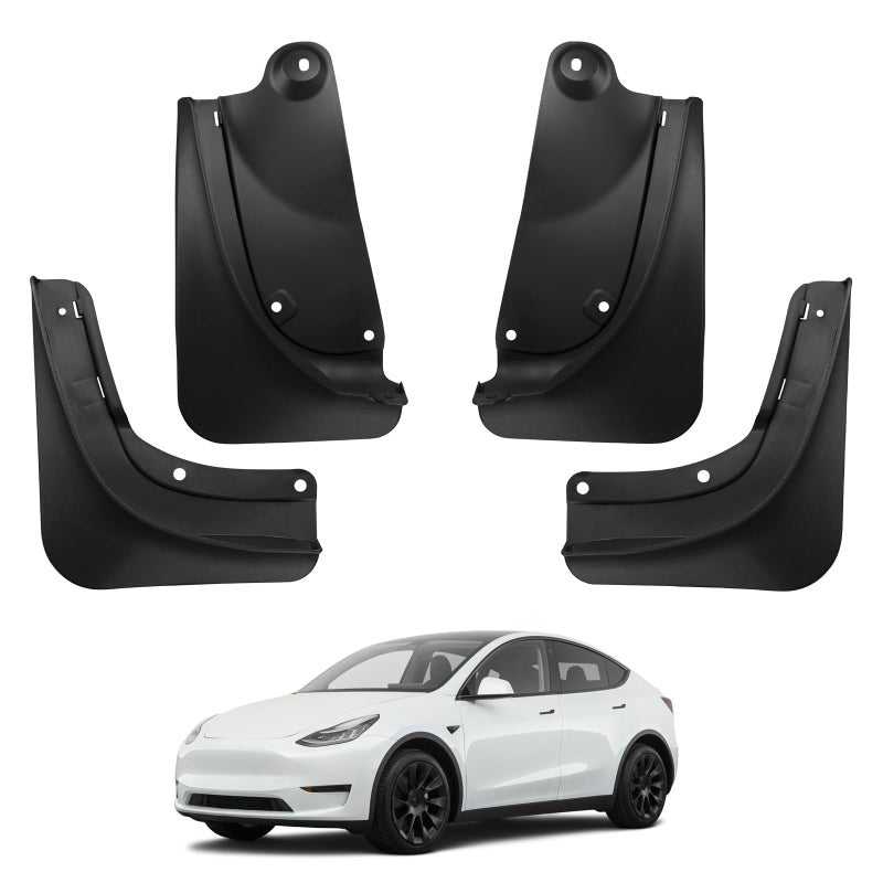 BASENOR 2024-2020 Tesla Model Y Mud Flaps Splash Guards Vehicle Sediment Protection No Drilling No Tape Mudflaps Tire Protector Mudflaps All Weather Tesla Exterior Accessories (Set of 4) - Image 1