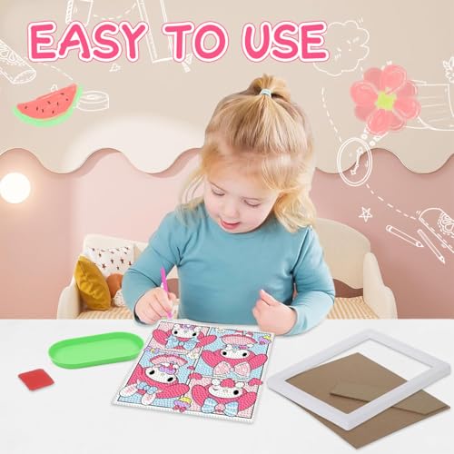 PATPAT® 20x20CM DIY Cartoon Diamond Painting Kit for Kids & Adults, Wooden Framed DIY Diamond Paint Cute Angel Desk Decoration, All Tools and Accessories Included - Image 2