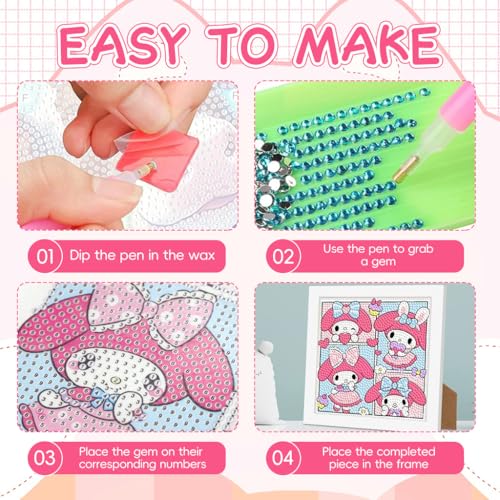 PATPAT® 20x20CM DIY Cartoon Diamond Painting Kit for Kids & Adults, Wooden Framed DIY Diamond Paint Cute Angel Desk Decoration, All Tools and Accessories Included - Image 4