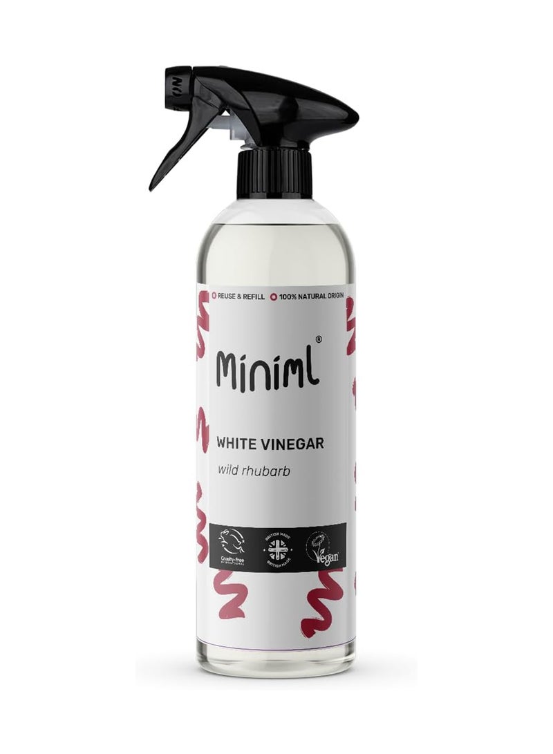 Miniml White Vinegar Cleaning Spray Wild Rhubarb Scented 750ml - All Natural Multi-Surface and Multi-Purpose Cleaner, Limescale Remover, Laundry Softener and More - 100 percent Vegan and Cruelty Free - Image 1