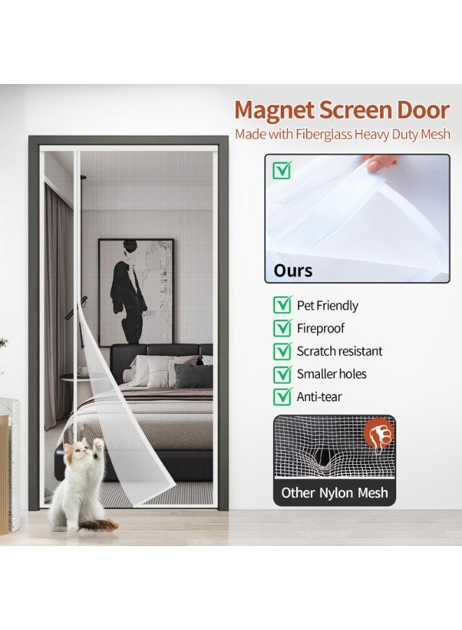 وانغبانغزي ستارة باب مغناطيسية، باب شبكي مغناطيسي قابل للعكس مع إغلاق تلقائي - شبكة من الألياف الزجاجية المتينة للساحات وغرف النوم - Image 2