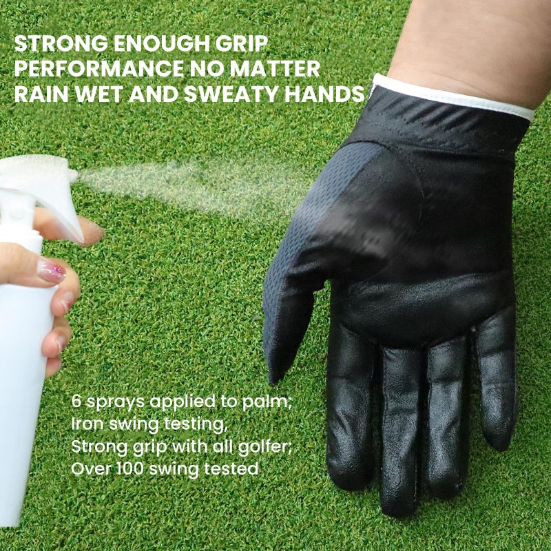 FINGER TEN FINGER TEN Golf Gloves Men Right Left Handed Golfer Mens Glove RainGrip Hot Wet Weather Value 6 Pack, All Weather in Grey Large (Grey, Large, Left) - Image 5