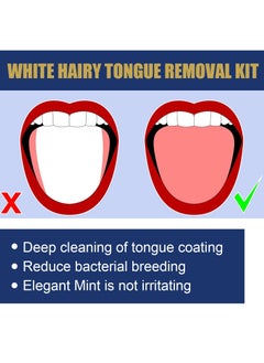 Jaysuing White Hairy Tongue Removal Kit, Tongue Cleaning Gel Set, Tongue Cleaner Gel With Tongue Brush, Tongue Scraper Scrubber For Adults With Cleaning Gel  - Image 3
