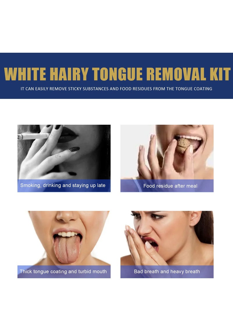 Jaysuing White Hairy Tongue Removal Kit, Tongue Cleaning Gel Set, Tongue Cleaner Gel With Tongue Brush, Tongue Scraper Scrubber For Adults With Cleaning Gel - Image 4