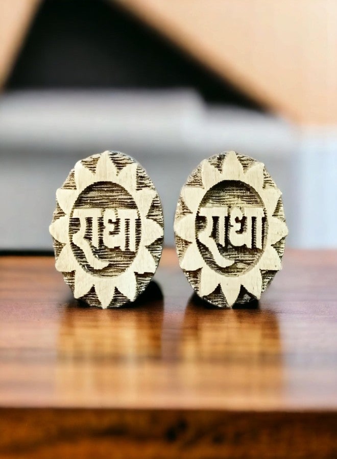 Dev Samagri Original Tulsi Wooden Earrings| Handmade Radha Name Tops/Tups for Girls & Women - Image 2