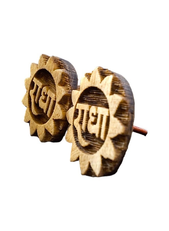 Dev Samagri Original Tulsi Wooden Earrings| Handmade Radha Name Tops/Tups for Girls & Women - Image 3