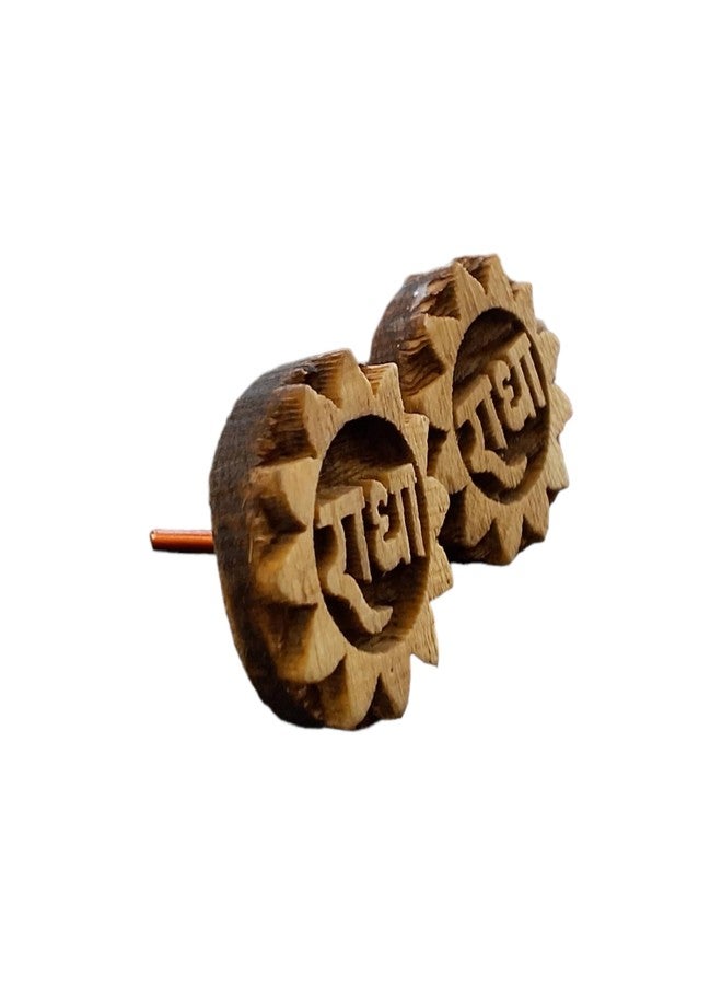Dev Samagri Original Tulsi Wooden Earrings| Handmade Radha Name Tops/Tups for Girls & Women - Image 4
