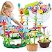 QPOU Flower Garden Building Toy for Toddler Birthday Gifts for Preschool Kids Age 35 57 Years Old Educational STEM Set with 140 Pieces Girls Stacking Pretend Play Gardening Kit - Image 2